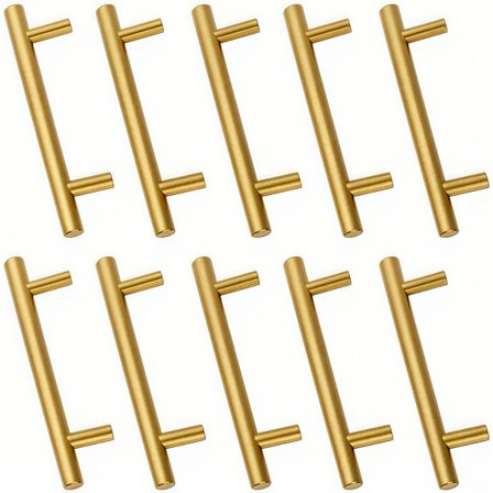 Sett med 10 Gull Møbelhåndtak, Kjøkken Møbelhåndtak Skuffehåndtak Senteravstand 128mm Kjøkkenskap Håndtak Rustfritt Stål Gull Dør H
