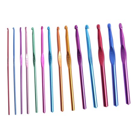 14 st multifärgade virknålar i aluminium