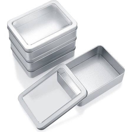 Små metallbokser med lokk, bærbar tom kosmetikkbeholder i metall, metalloppbevaringsbokser 12,5 x 9 x 3,5 cm