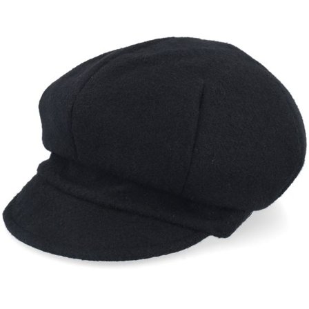 Seeberger - Svart flatcap Keps - Fabric Newsboy Cap Black Flat Cap @ Hatstore