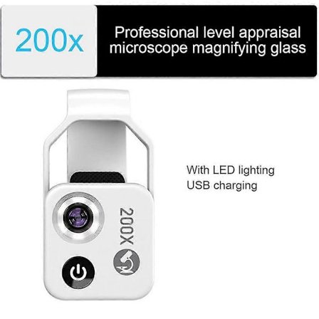 200x Mobilkamera Forstørrelsesglass Universell Mini Mobiltelefon Linse Optisk Zoom Forstørrelses Mikroskop