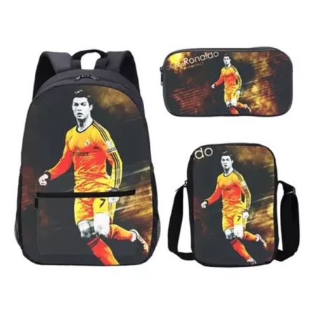 3-delad fotbollsstjärna ryggsäck student skolväska