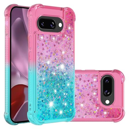 SKALO Google Pixel 9a Hiekka Glitteri Suojakuori - Pinkki-Turkoosi