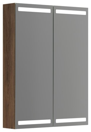 Dansani Luna Level Spegelskåp 60 cm, med ljusstyrning Brun ek, Badrum