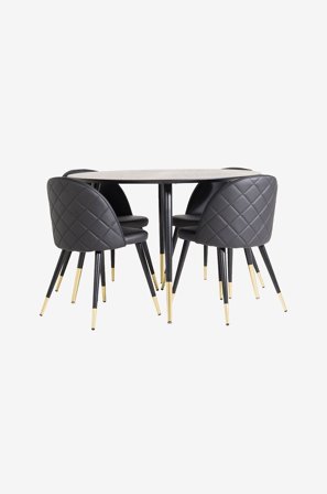 Venture Home - Matgrupp Dipp med 4st matstolar Velvet - Svart - Matgrupper - Från Homeroom