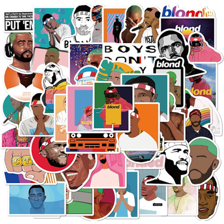 50 stk Frank Ocean-klistremerker, amerikanske hiphop-sangerklistremerker, vanntette vinylklistremerker for jenter, tenåringer og voksne (Frank)