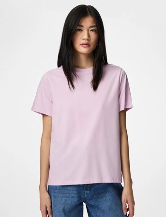 Pieces Pcria Ss Solid Tee Jrs Noos Bc - Pink - XXL
