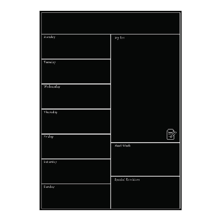 Magnetisk Whiteboard Kylskåp Mjuk Whiteboard Mobil Veckoplanerare Black