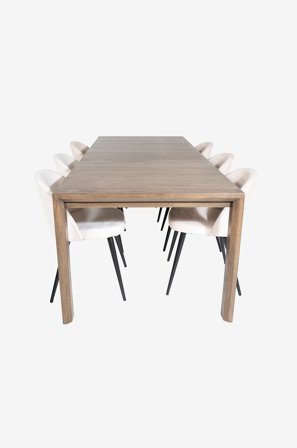 Venture Home - Matgrupp Slider med 6st matstolar Velvet - Beige - Matgrupper - Från Homeroom