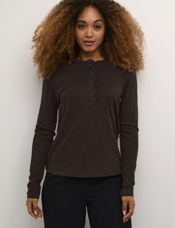 Cream Crnaia Flounce Blouse - Black - XXL