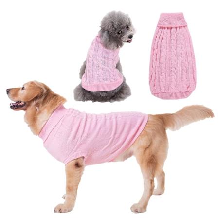 Hundegenser, varm kjæledyrgenser for store hunder, søt strikket klassisk kattegenser hundeklær jakke for jenter gutter hund valp katt (stor, rosa)