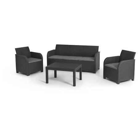 Trädgårdsmöbler - i vävt konstrottingharts - Allibert från KETER - 5 personer - SanRemo - Grafitgrå