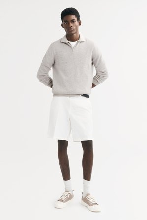 Soft Goat - Men's Half Zip - Men cashmere sweater - S - Light Grey