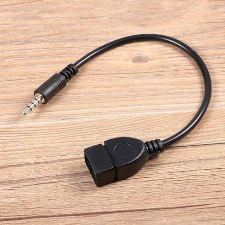 Konverter Adapterkabel 3,5 mm Hane Audio AUX-kontakt till USB 2.0 Typ A Hona OTG