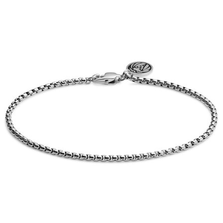 Essentials | 2 mm Silver-Tone Curved Box Chain Bracelet for Men - Steel bracelets