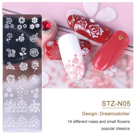 Nail Art Stämpelplåtar Julspetsblomma Stz-n05