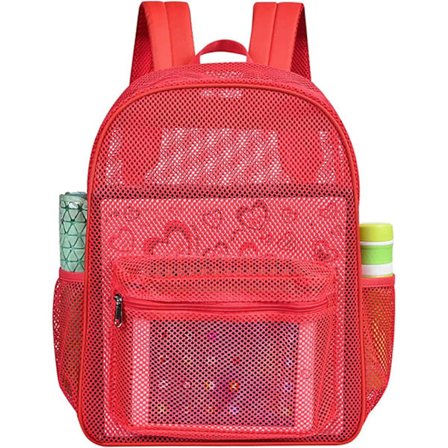 Kraftig Mesh Rygsæk, Gennemsigtig Skoletaske med Polstrede Stropper til Fitnesscenter, Svømning, Rejser & Sport