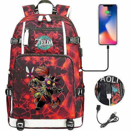 Fans Breath Of The Wild Eye Game USB Ryggsäck - Cosplay Student Skolväska Unisex Rese Laptop Väskor