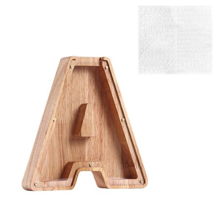 Henkilökohtainen puinen säästöpossu nimellä, puinen possusäästöpossu, 26 englanninkielistä kirjainta, joulukoristeet