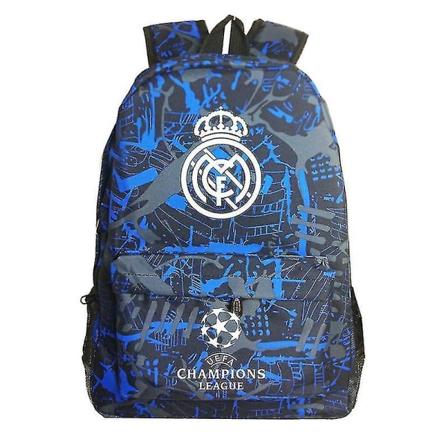 Graffiti Real Madrid Uefa Champions League Olkalaukku Fan Reppu Oppilaan koululaukun säilytyslaukku H X