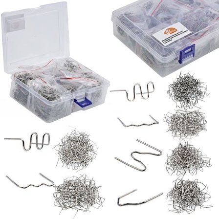 Plaststifter Sett 6 Typer – 1200 Stk. | 0.6/0.8Mm Ståltråd | Praktisk Boks for Reparasjon