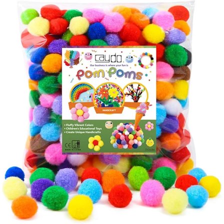 300 st 2,5 cm Flerfärgade Pom Pom-bollar för pyssel - Blandade färger Storpack Multicolor 1 Tum