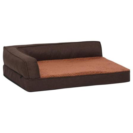 Vidaxl Ergonomisk Hundmadrass 90x64 Cm Linnelook Fleece Brun Brun