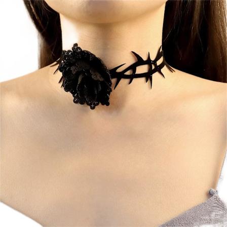 Gotisk Rosefløyel Choker Halskjede Punk Party Blomsterkrage Halskjede Vintage Lolita Blomst Halsbånd Halloween Cosplay