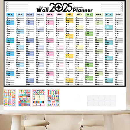 Väggplanerare 2025, Årsplanerare Kalender 2025, Årsplanerare 2025, Kalender, Årskalender, Månadsvis p