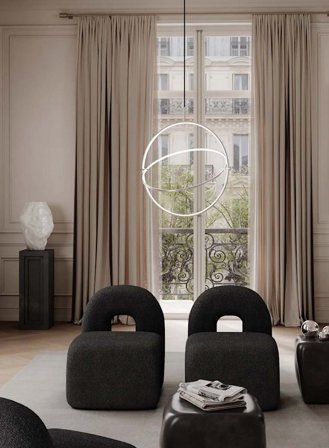 Maru big taklampe Ø60 - krom