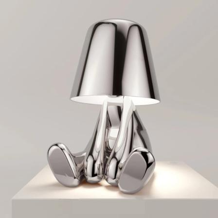 Senglampe med touch-funktion, guld Thinker-lampe, skrivebordslampe, trådløs, genopladelig, bærbar, dekorativ natlampe Silver C