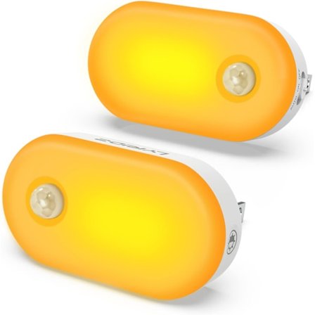 Amber nattlampa, rörelsesensor nattlampa, Mini LED nattlampa Plug in Wall 1800K Amber Light med justerbar ljusstyrka Ideal för sovrum, kök, 