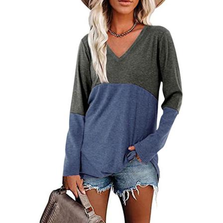 Häftad Tröja För Kvinnor Med V-ringad T-shirt