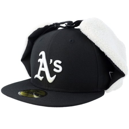 New Era - Negro earflap Gorra - Oakland Athletics Dog Ear 59FIFTY Classic Black Earflap @ Hatstore