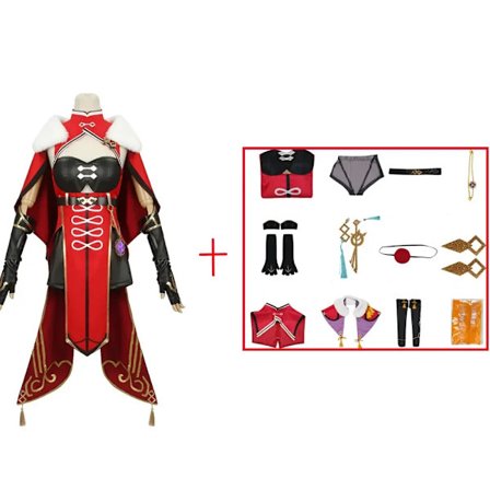 Genshin Impact Beidou Cosplay Kostym Beidou Cosplay Kostym Kvinnor Svart Röd Kostym Halloween Klänning Kappa Full Set