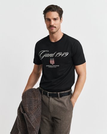 GANT Herren Script Graphic T-Shirt (XXL) Schwarz