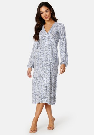 BUBBLEROOM V-neck Midi Button Dress Klær