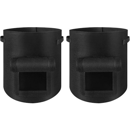 2 stk. kartoffelplanter, kartoffeldyrkningsposer 10 gallon, kartoffelplanter til dyrkning af kartofler, kartoffeldyrkningsposer med flap(sort)