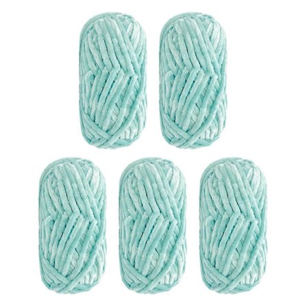 5-pak Superblødt Chenille Fløjlsgarn Strikkegarn Tykt Varmt Hæklegarn til Kunststrikning Dukke DIY Taske Trøje 500g, lysegrøn