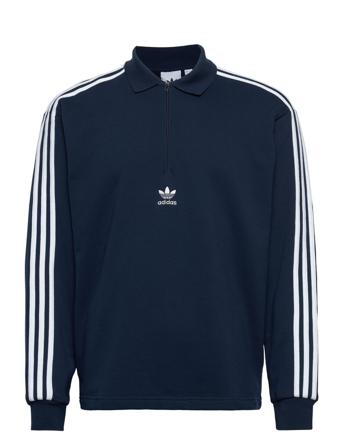 Adicolor 3-Stripes Long Sleeve Polo Sweatshirt Sweatshirt Trøje Sort Adidas Originals