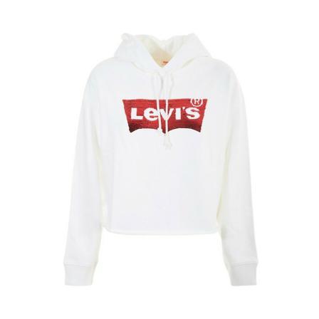 Levi's, Graphic Raw Cut Hoodie Sequin Biały, Kobieta, Rozmiar: L
