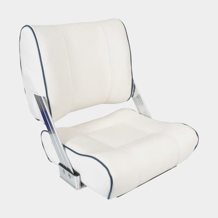 Składane krzesło do łodzi ESM Deluxe, 45 x 44 x 52 cm, białe z granatowymi detalami - Jachtowa