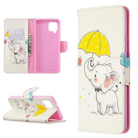 Plånboksfodral Samsung Galaxy A12 - Elefant Med Paraply