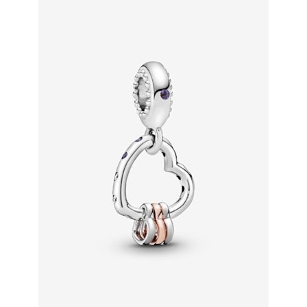 Pandora - Hjerte Fullt av Hjerter Dingle Charm - Sterling sølv, 14k rosegullbelegg