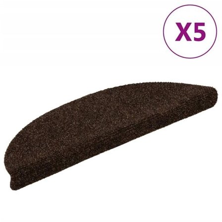 vidaXL Trappmattor självhäftande 5 st 56x17x3 cm bruna halvrunda