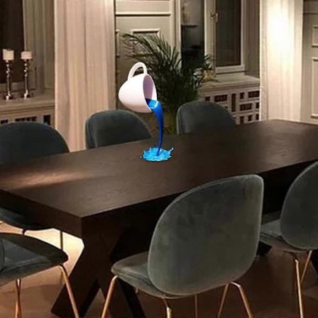 Flydende Kaffekop Krus Skulptur Køkkenindretning Hældende Spildende Dekoration