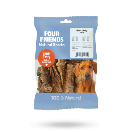 FourFriends Natural Snacks Beef Lung 100g - Matskåler, Hundegobiter & Tyggeben til hund & katt på Doggie.no - Hundegodbiter, Tyggebein & matskåler