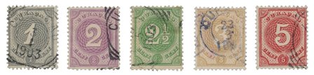 Curacao 1889-1891 - NVPH 13-17 - Stemplet