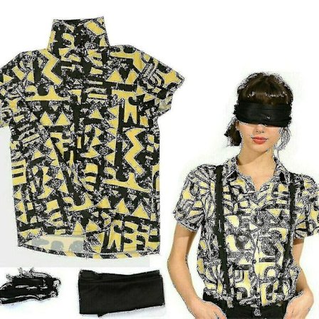 Girls Stranger Things 3 Cosplay Shirt Straps Blindfold-r V