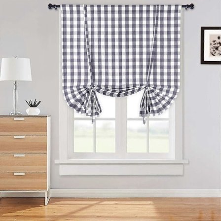 Kjøkkengardin Romersk Gardiner Rutede Halvgjennomsiktige Skivegardiner Landlig Stil Bistro Gardin